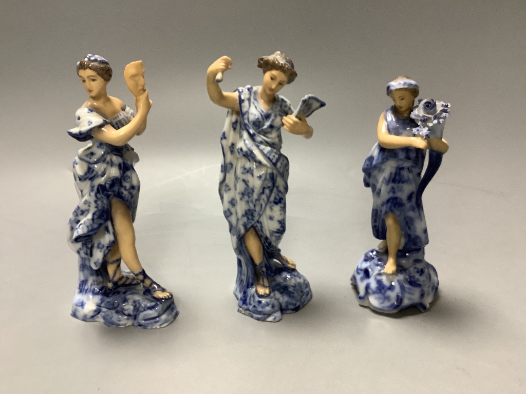 A set of eight German porcelain musicians, height 17cm